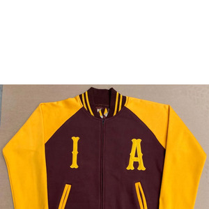 Greek Clothing Apparels Iota Varsity <b>Jacket</b> Full Sleeve Zipper Embroidered Letter Adult Autumn Maroon Gold - Product Image 5