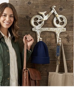 Gancho de Pared para Bicicleta Estilo Vintage, 2 Ganchos, Metal, Hecho a Mano, Decorativo, con Instalación Autoadhesiva, Impermeable, para Uso Doméstico - Product Image 4