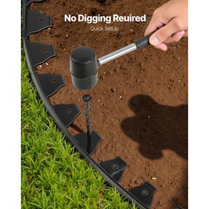10 pz. Bordure per aiuole in plastica da 1,8 m x 0,5 m, resistenti al sole, per giardino e paesaggistica fai-da-te, 60 picchetti inclusi - Product Image 3