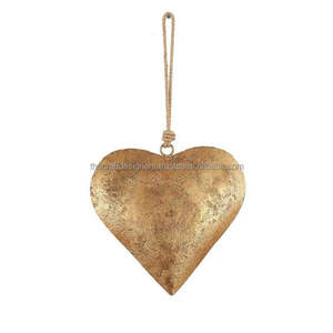 <b>Heart</b>-Shaped Iron Ornament Metal <b>Heart</b>-Shaped <b>Decorative</b> Bell <b>Heart</b> Shape <b>Decorative</b> Christmas <b>Heart</b> With Hanging Jute Rope - Product Image 1