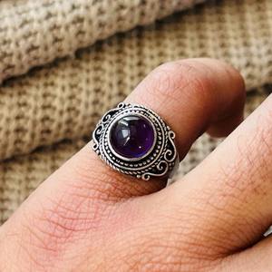 Vintage Amethyst Brass <b>Ring</b> <b>Silver</b> Plated Ethnic Tribal Wholesale <b>Ring</b> For Women - Product Image 2