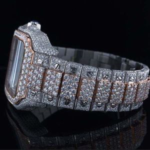 Montre de luxe en moissanite, boîtier carré 28 mm, analogique, chiffres romains, verre saphir, mouvement à quartz ETA, résistance à l'eau 10 m - Product Image 4