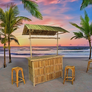 Bamboo Beach <b>Bar</b> Counter Furniture-Water Resistant Eco-Friendly Commercial Use Wood Material Foldable Adjustable Height - Product Image 2