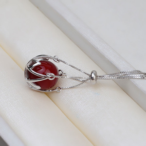 Wenchi S925 Plata Colgante de Plata con Base Circular para Mujer, Soporte Vacío DIY para Perlas de 12-14 mm, Nuevo Modelo 1814 20499, Abalorios de Perlas - Product Image 2