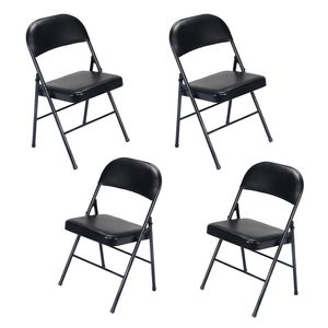 Set di 4 Sedie Pieghevoli Nere in PVC e Ferro per Sale da Pranzo, Ospedali ed Esposizioni - Product Image 2