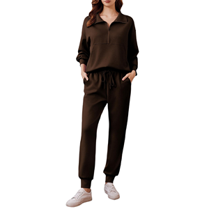 Ensemble de jogging tendance pour femme, léger, idéal pour les voyages et les vacances, collection printemps, tenue décontractée sans capuche - Product Image 1