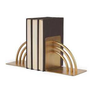 Paire d'entretoises à livres contemporaines et minimalistes en acier avec revêtement anti-rayures et rembourrage antidérapant pour le rangement des livres sur le bureau - Product Image 4