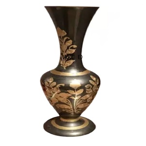 Vase à fleurs en aluminium moderne de luxe, décoration de grande taille de haute qualité en acier inoxydable de couleur noire - Product Image 1