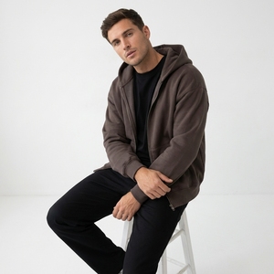 Sweat-shirts à capuche épais zippés, coupe courte et ample, de haute qualité, personnalisables avec logo, directement de l'usine - Product Image 2