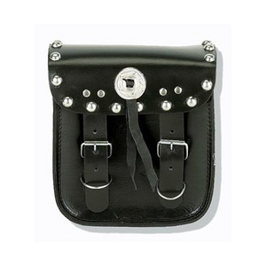 Ensemble de barre Sissy de moto en cuir HMB-5004A avec sac à bagages en toile d'aluminium de style Concho sac à outils de selle - Product Image 4