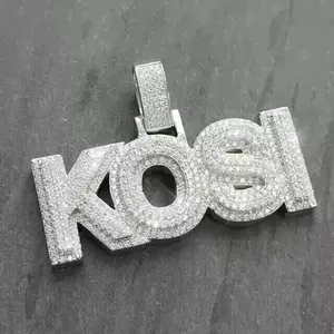 Pendentif personnalisé en argent sterling plaqué or blanc 14 carats avec moissanite véritable de 4,20 carats, coupe ronde, cadeau hip-hop pour femme - Product Image 1