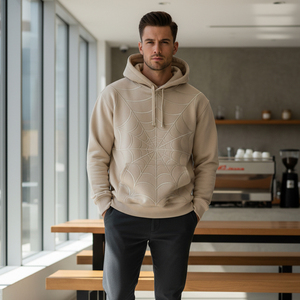 Sudadera con capucha lisa al por mayor, con etiqueta personalizada, para hombre, de forro polar grueso, tipo pullover, con diseño de telaraña, unisex, ODM - Product Image 5