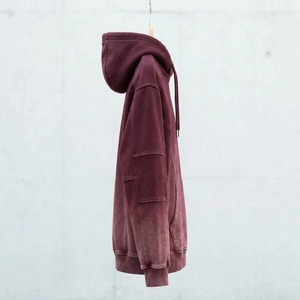 <b>Mens</b> <b>Burgundy</b> Pullover <b>Hoodie</b> Fleece Sweatshirt Custom Logo Streetwear Casual Heavyweight Hooded Top - Product Image 3