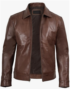 Veste de motard sur mesure pour homme en cuir d'agneau véritable noir, col montant, coupe ajustée, coupe-vent pour l'hiver - Product Image 1