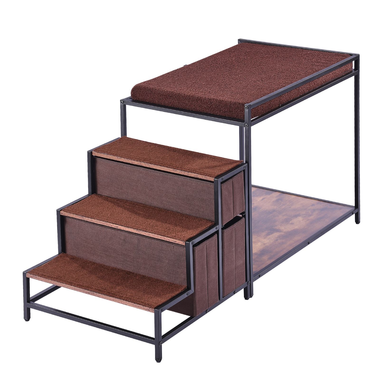 Metal: Black + Wood Panel: Brown Color