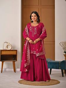 TENNECY New Designer Party Wear Dupatta-Quick Dry Wrinkle Free Reversible <b>Ankle</b>-Length for Wedding & Party Occasions - Product Image 4