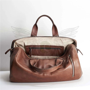 Bolsa de Lona de Cuero para Gimnasio y Oficina, Forma Ovalada, Unisex, Mochila de Viaje, Capacidad Personalizada, Cuero Marrón Resistente al Agua, Ajustable - Product Image 2