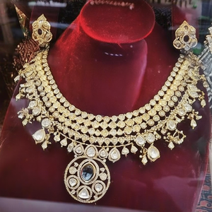Conjunto de collar de piedras Kundan finas - Royal Polki 10575474MR - Product Image 3
