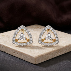 Pendientes de Diamantes, Oro Sólido, Corte Brillante Redondo, Diamante Cultivado en Laboratorio, Joyería de Lujo para Mujer, Oro de 10K, 14K, 18K, Plata 925, 935 - Product Image 1