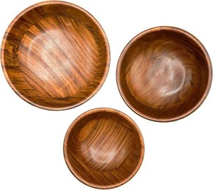 Bol en bois d'acacia, bol de service en bois massif, saladier, bol à fruits, vaisselle de cuisine artisanale, vente en gros - Product Image 5