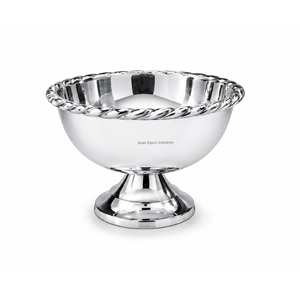 Bol à glace en acier inoxydable Shah Export Industries avec bord torsadé et design sur piédestal, bol de service classique pour desserts - Product Image 3