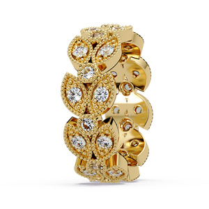 Anillo de Eternidad con Diamantes Cultivados en Laboratorio, Corte Redondo, Forma Marquise, Oro Puro de 14K, Anillo de Joyería para Aniversario de Bodas, Diseño Milgrain, Superventas - Product Image 2