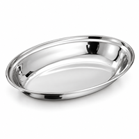 Plateau de service en acier inoxydable, plaqué argent, poli, ovale, pour buffet, vaisselle de mariage