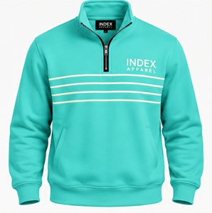 Sudadera de Hombre con Cierre de Cremallera, Cuello Alto, Color Verde Azulado, Corte Regular, Manga Larga, Estilo Casual - Product Image 4