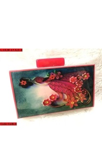 Stripped Resin Clutch With Gold Chain Strap Elegant Evening <b>Bag</b> Red White Navy Geometric Pattern Cover Closure All Seasons - Product Image 4