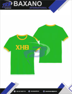 T-shirt Ringer Chi Eta Phi Sorority imprimé blanc et bleu, col contrastant, 100% coton respirant, style streetwear, T-shirt CEPhi Sorority - Product Image 4