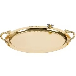 Bandeja Redonda de Acero Inoxidable Plateado Pulido, Plato de Metal con Borde Perforado, Borde Biselado, Bandeja Decorativa para Servir en Hoteles y Bares - Product Image 3