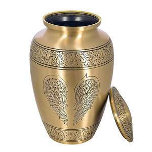 Cremation <b>Urn</b> for Human Ashes for Adults up to 200 lbs <b>Large</b> Handcrafted Funeral <b>Urns</b> Golden Angel Wings - Product Image 1
