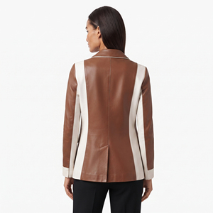 Women's High Fashion <b>Leather</b> <b>Blazer</b> Coat Female Long Sleeve <b>Leather</b> Ladies 100% PU <b>Leather</b> <b>Blazer</b> With Singlet Button - Product Image 2