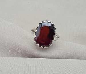 Anillo de Granate Hessonita Natural, Plata de Ley 925, Gema Ovalada, Talla 8 de EE. UU. - Product Image 6