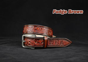 Boucle Western Vintage en Laiton Massif, Sculptée à la Main, Cuir Argentin de Haute Qualité, Ceinture 40MM pour Hommes et Femmes, Longueur Personnalisable - Product Image 3