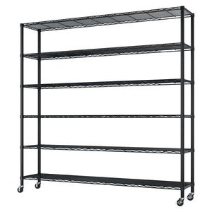 6 Tier Iron Display <b>Stand</b> 150*45*213cm with Adjustable Spacing Feet Wheels for Garage <b>Shelves</b> Easy Disassembly and Assembly - Product Image 2