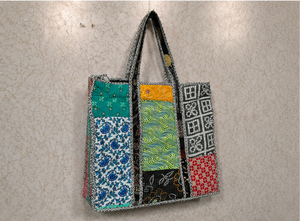 Sac fourre-tout matelassé patchwork coloré de luxe pour femmes, en coton fait main, sac à bandoulière, vente en gros, export, fabricant - Product Image 4