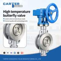 Katup Kupu-kupu Tiga Offset Temperatur Tinggi 310S 2520 Paduan Tahan Panas Segel Keras Logam Elektrik untuk Air/Gas Buang PN250 OEM