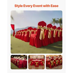30pcs Red Polyester Spandex <b>Chair</b> Slipcovers Flat-Front <b>Stretch</b> <b>Chair</b> <b>Cover</b> for Wedding Party <b>Dining</b> or Banquet Co - Product Image 2