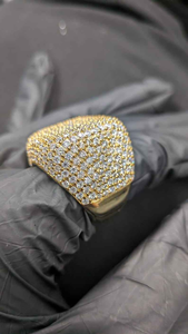 Luxury Moissanite Iced Out Square <b>Ring</b> Yellow Gold Finish Fully Paved Cluster Statement Hip Hop Jewelry <b>for</b> <b>Men</b> Women Party Wear - Product Image 4