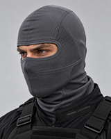 Manwa Leathers Cagoule tactique noire en cuir pour le ski