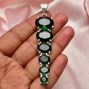 Pendentif en pierre précieuse diopside fait à la main, collier en argent Sterling 925, bijoux de luxe, cadeau élégant pour femmes, bijoux fins - Product Image 3