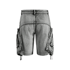 OEM High Quality Manufacturer Men Vintage Custom Logo Washed Raw Distressed Japanese Denim Shorts With Free Sample - Product Image 2