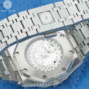 Montre de luxe pour homme Charm Jewells en acier inoxydable, cadran 40 mm, lunette sertie de diamants, mouvement mécanique analogique, résistance à l'eau 10 bars, bouton poussoir - Product Image 3