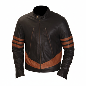 High Quality Custom Designed <b>Men</b>’s Fashion <b>Leather</b> <b>Jacket</b> New Arrival Wolverine Style <b>Brown</b> Vintage Motorcycle Outerwear <b>Jacket</b> - Product Image 1