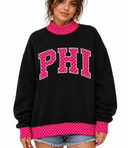 Women's <b>Black</b> Polyester Sweatshirt with Front Logo Embroidery Stand Collar <b>Long</b> <b>Sleeve</b> Casual <b>Top</b> - Product Image 4