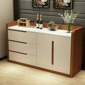 Elegant Modern Minimalist <b>Sideboard</b> with White Doors and Natural Wood Frame for Home <b>Storage</b> - Product Image 1