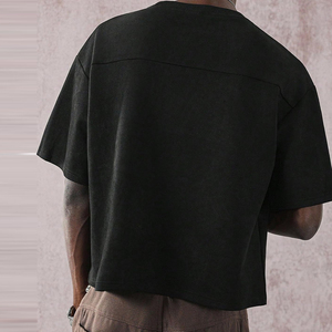 เสื้อยืดคอตตอนทรงโอเวอร์ไซส์สำหรับผู้ชาย ขายส่ง พิมพ์โลโก้ได้ตามต้องการ เสื้อยืดทรงบ็อกซี่ สตรีทแวร์ เสื้อยืดเปล่าสำหรับผู้ชาย - Product Image 2