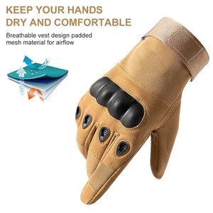 Full Finger Tactical <b>Gloves</b> Tan Polyester Non Slip Outdoor <b>Men</b> Hook And Loop Closure - Product Image 5