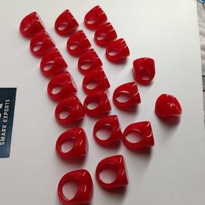 Anillo de Resina con Corazón Rojo Brillante, Anillo Grueso Hecho a Mano, Joyería de Moda, Ideal para Regalos, Fiestas y Uso Diario - Product Image 1